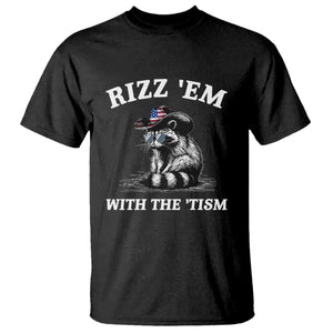 Autism Racoon Cowboy T Shirt Rizz Em With The Tism TS02 Black Print Your Wear