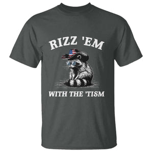 Autism Racoon Cowboy T Shirt Rizz Em With The Tism TS02 Dark Heather Print Your Wear