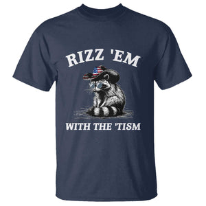 Autism Racoon Cowboy T Shirt Rizz Em With The Tism TS02 Navy Print Your Wear