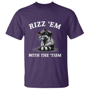 Autism Racoon Cowboy T Shirt Rizz Em With The Tism TS02 Purple Print Your Wear