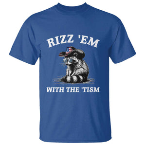 Autism Racoon Cowboy T Shirt Rizz Em With The Tism TS02 Royal Blue Print Your Wear