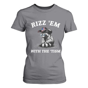 Autism Racoon Cowboy T Shirt For Women Rizz Em With The Tism TS02 Charcoal Print Your Wear