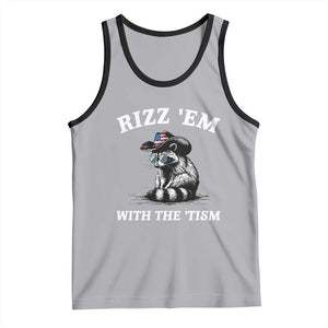 Autism Racoon Cowboy Tank Top Rizz Em With The Tism TS02 Athletic Heather Black Print Your Wear