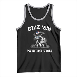 Autism Racoon Cowboy Tank Top Rizz Em With The Tism TS02 Black Athletic Heather Print Your Wear