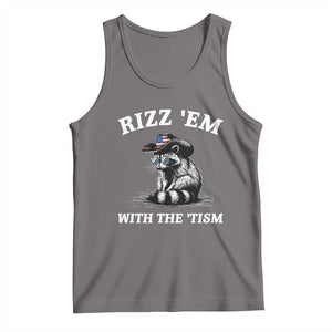 Autism Racoon Cowboy Tank Top Rizz Em With The Tism TS02 Deep Heather Print Your Wear