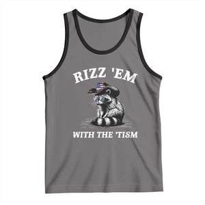 Autism Racoon Cowboy Tank Top Rizz Em With The Tism TS02 Deep Heather Black Print Your Wear