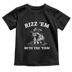 Autism Racoon Cowboy Toddler T Shirt Rizz Em With The Tism TS02 Black Print Your Wear
