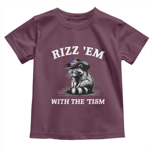 Autism Racoon Cowboy Toddler T Shirt Rizz Em With The Tism TS02 Maroon Print Your Wear
