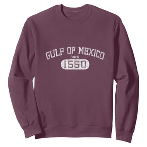 Retro Gulf of Mexico Sweatshirt Est 1550 Mexican Flag TS02 Maroon Print Your Wear