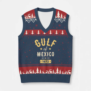 Gulf of Mexico Since 1672 V-Neck Knit Sweater Vest Golfo de Mexico Classic Vintage TS02 Navy Red Print Your Wear