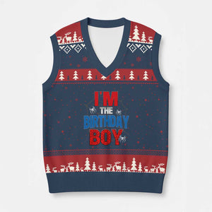 Spider Birthday Boy V-Neck Knit Sweater Vest Spiders Lover Bday Party TS02 Navy Red Print Your Wear