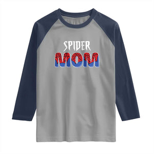 Funny Spider Mom Raglan Shirt Son Birthday Party TS02 Sport Gray Navy Print Your Wear