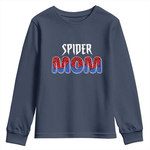Funny Spider Mom Youth Sweatshirt Son Birthday Party TS02 Navy Print Your Wear