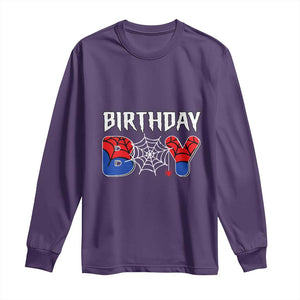 Spider Birthday Boy Long Sleeve Shirt Bday Spiders Party TS02 Purple Print Your Wear