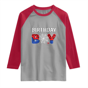 Spider Birthday Boy Raglan Shirt Bday Spiders Party TS02 Sport Gray Red Print Your Wear