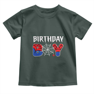 Spider Birthday Boy Toddler T Shirt Bday Spiders Party TS02 Dark Forest Green Print Your Wear