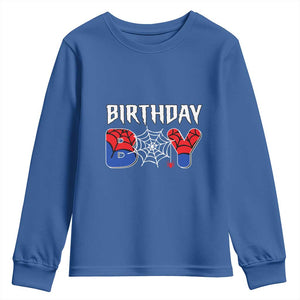 Spider Birthday Boy Youth Sweatshirt Bday Spiders Party TS02 Royal Blue Print Your Wear
