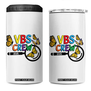 VBS 2025 4 in 1 Can Cooler Tumbler Magnified Vacation Bible School Butterfly VBS Team TS02 One Size: 16 oz White Print Your Wear