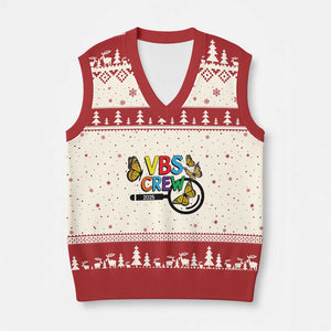 VBS 2025 V-Neck Knit Sweater Vest Magnified Vacation Bible School Butterfly VBS Team TS02 Beige Red Print Your Wear