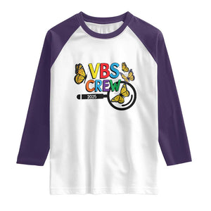 VBS 2025 Raglan Shirt Magnified Vacation Bible School Butterfly VBS Team TS02 White Purple Print Your Wear