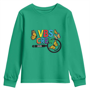VBS 2025 Youth Sweatshirt Magnified Vacation Bible School Butterfly VBS Team TS02 Irish Green Print Your Wear