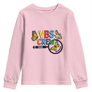 VBS 2025 Youth Sweatshirt Magnified Vacation Bible School Butterfly VBS Team TS02 Light Pink Print Your Wear