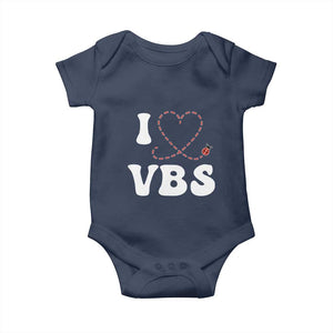 I Love VBS 2025 Baby Onesie Vacation Bible School Ladybug VBS Team TS02 Navy Print Your Wear