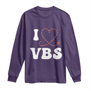 I Love VBS 2025 Long Sleeve Shirt Vacation Bible School Ladybug VBS Team TS02 Purple Print Your Wear
