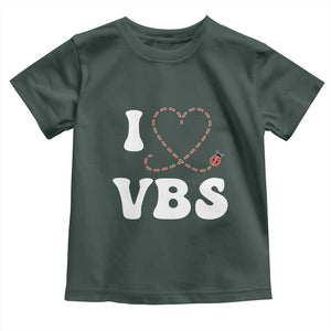 I Love VBS 2025 Toddler T Shirt Vacation Bible School Ladybug VBS Team TS02 Dark Forest Green Print Your Wear