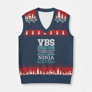 VBS Director V-Neck Knit Sweater Vest Vacation Bible School Christian Teacher TS02 Navy Red Print Your Wear