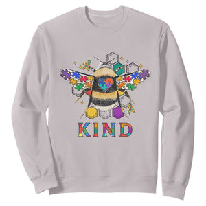 Bee Autism Awareness Sweatshirt Be Kind Bumblebee Spectrum Ribbon Puzzle Piece TS02 Ice Gray Printyourwear