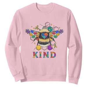 Bee Autism Awareness Sweatshirt Be Kind Bumblebee Spectrum Ribbon Puzzle Piece TS02 Light Pink Printyourwear