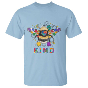 Bee Autism Awareness T Shirt Be Kind Bumblebee Spectrum Ribbon Puzzle Piece TS02 Light Blue Printyourwear