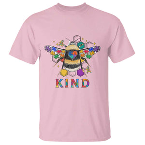 Bee Autism Awareness T Shirt Be Kind Bumblebee Spectrum Ribbon Puzzle Piece TS02 Light Pink Printyourwear