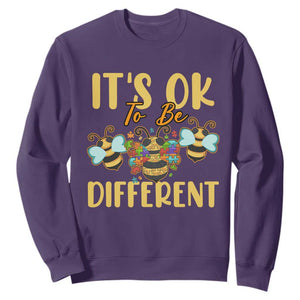 Bee Autism Awareness Sweatshirt It's Ok To Be Different Spectrum Puzzle Piece TS02 Purple Printyourwear