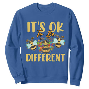 Bee Autism Awareness Sweatshirt It's Ok To Be Different Spectrum Puzzle Piece TS02 Royal Blue Printyourwear
