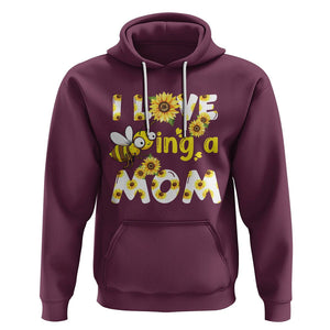 Queen Bee Mom Hoodie I Love Being A Mom Sunflower Floral Mother's Day Gifts Maroon Printyourwear