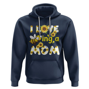 Queen Bee Mom Hoodie I Love Being A Mom Sunflower Floral Mother's Day Gifts Navy Printyourwear