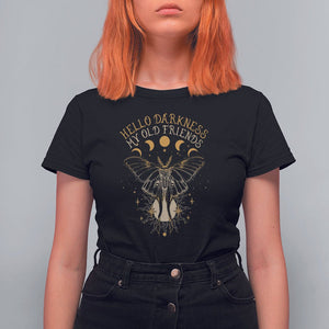 Moth T Shirt For Women Hello Darkness My Old Friend Sound Of Silence Starry Luna Moth Actias Luna Mystic Alchemy Moth Spirit Animal Celestial Shirt for Women, Moth T-shirt, Spiritual Shirt, TS02 Black Printyourwear