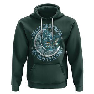 Dragonfly Hoodie Hello Darkness My Old Friend Sound Of Silence Moon and Dragonfly Mandala Mystic Peaceful Meditation Shirt for Women, Dragonfly T-shirt, Dragonfly Gift, Insect Lover Shirt TS02 Dark Forest Green Printyourwear