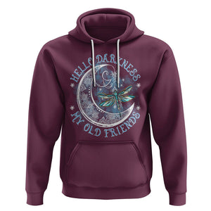 Dragonfly Hoodie Hello Darkness My Old Friend Sound Of Silence Moon and Dragonfly Mandala Mystic Peaceful Meditation Shirt for Women, Dragonfly T-shirt, Dragonfly Gift, Insect Lover Shirt TS02 Maroon Printyourwear