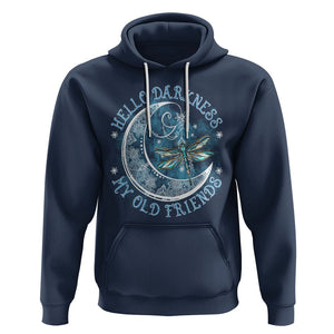 Dragonfly Hoodie Hello Darkness My Old Friend Sound Of Silence Moon and Dragonfly Mandala Mystic Peaceful Meditation Shirt for Women, Dragonfly T-shirt, Dragonfly Gift, Insect Lover Shirt TS02 Navy Printyourwear