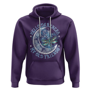 Dragonfly Hoodie Hello Darkness My Old Friend Sound Of Silence Moon and Dragonfly Mandala Mystic Peaceful Meditation Shirt for Women, Dragonfly T-shirt, Dragonfly Gift, Insect Lover Shirt TS02 Purple Printyourwear