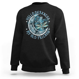 Dragonfly Sweatshirt Hello Darkness My Old Friend Sound Of Silence Moon and Dragonfly Mandala Mystic Peaceful Meditation Shirt for Women, Dragonfly T-shirt, Dragonfly Gift, Insect Lover Shirt TS02 Black Printyourwear