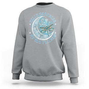 Dragonfly Sweatshirt Hello Darkness My Old Friend Sound Of Silence Moon and Dragonfly Mandala Mystic Peaceful Meditation Shirt for Women, Dragonfly T-shirt, Dragonfly Gift, Insect Lover Shirt TS02 Sport Gray Printyourwear