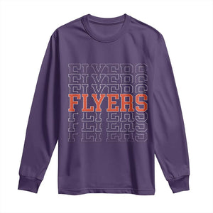 Retro Flyers Name Script Style Long Sleeve Shirt Vintage Distressed Graphic Sports Fan Pride TS02 Purple Print Your Wear
