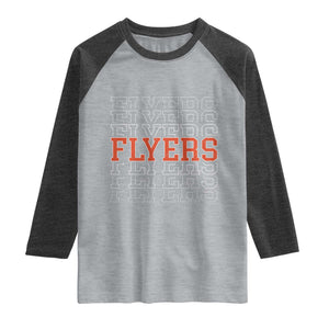 Retro Flyers Name Script Style Raglan Shirt Vintage Distressed Graphic Sports Fan Pride TS02 Heather Gray Heather Charcoal Print Your Wear
