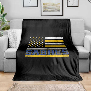 Retro Patriotic Sabres Name Pride American Flag Throw Blanket Distressed Sports Fan Graphic TS02 Print Your Wear