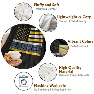 Retro Patriotic Sabres Name Pride American Flag Throw Blanket Distressed Sports Fan Graphic TS02 Print Your Wear