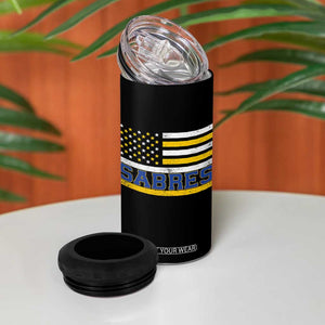 Retro Patriotic Sabres Name Pride American Flag 4 in 1 Can Cooler Tumbler Distressed Sports Fan Graphic TS02 Print Your Wear